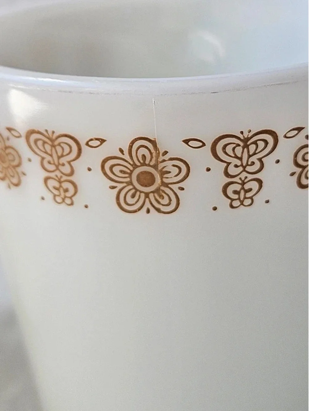 4 Vintage Pyrex butterfly gold mugs corning coffee cups MCM cottagecore
